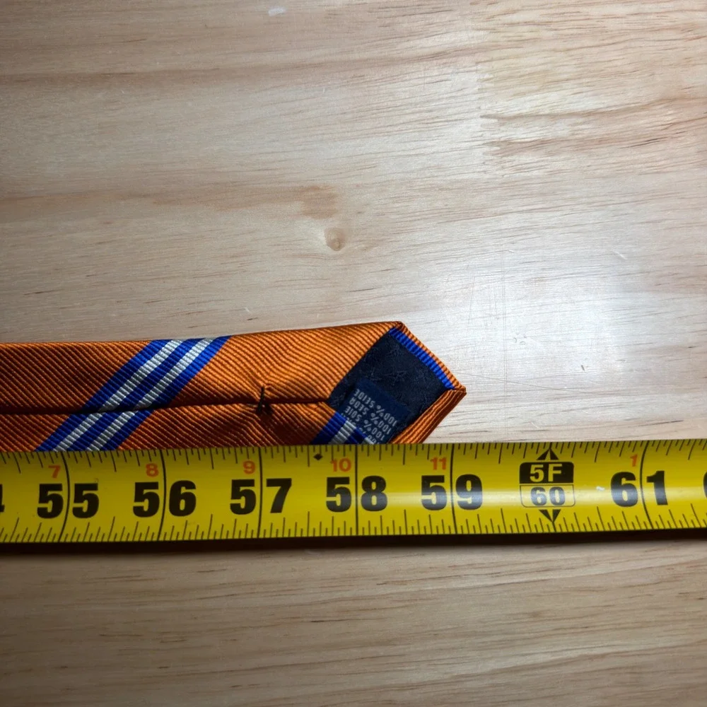 Saddlebred Tie Mens OS Orange Blue Repp Stripe 100% Silk Business Formal Necktie